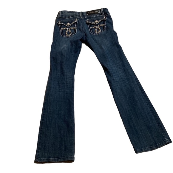 LA Idol USA 90’s Rhinestone Studded Medium Wash Denim Bootcut Flap Pocket Jeans - Picture 4 of 7